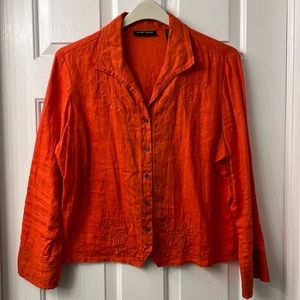 Orange Linen Shirt Jacket